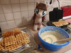 Size: 2048x1536 | Tagged: safe, imported from derpibooru, oc, oc:connie bloom, baking, cute, food, irl, photo, plushie, waffle