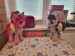 Size: 2048x1536 | Tagged: safe, imported from derpibooru, oc, oc:connie bloom, oc:sandy rose, pony, irl, photo, plushie