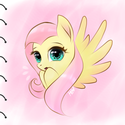 Size: 810x810 | Tagged: safe, artist:artist fluttershy the author, imported from derpibooru, fluttershy, pegasus, pony, bust, covering mouth, cute, female, get, index get, looking at you, mare, open mouth, portrait, shy, shyabetes, smiling, solo, spread wings, surprised, wings, x00000 milestone