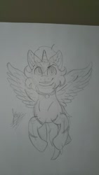 Size: 720x1280 | Tagged: safe, artist:jay_wackal, imported from derpibooru, oc, oc only, alicorn, pony, collar, flying, male, pencil drawing, scar, sketch, solo, traditional art, wings, wip