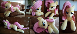 Size: 2572x1138 | Tagged: safe, artist:littlefairyswonders, imported from derpibooru, fluttershy, pony, irl, lying down, photo, plushie, prone, solo