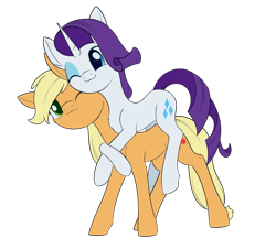 Size: 1741x1573 | Tagged: safe, artist:dusthiel, imported from derpibooru, applejack, rarity, earth pony, pony, unicorn, cute, female, jackabetes, lesbian, lesbian applejack, lesbian rarity, ponies riding ponies, raribetes, rarijack, rarity riding applejack, riding, shipping, simple background, transparent background