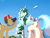 Size: 3488x2664 | Tagged: safe, artist:vinilyart, imported from derpibooru, coco pommel, earth pony, pegasus, pony, airship, butt, camera, cap, dock, duo focus, female, hat, hatbutt, high res, hoof hold, mare, plot, statue, statue of liberty, zeppelin