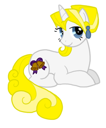 Size: 500x600 | Tagged: safe, artist:hitokage195, imported from derpibooru, oc, oc only, oc:wedding bells, pony, unicorn, female, horn, lying down, mare, solo, unicorn oc