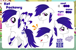 Size: 1200x798 | Tagged: safe, artist:jennieoo, imported from derpibooru, oc, oc only, oc:kot packowy, pegasus, pony, happy, laughing, male, reference, reference sheet, sad, show accurate, smiling, solo, stallion, vector