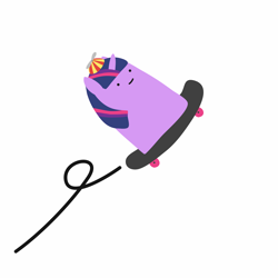 Size: 2048x2048 | Tagged: safe, artist:2merr, twilight sparkle, pony, unicorn, :), blob ponies, dot eyes, drawn on phone, drawthread, featured image, female, flip, hat, propeller hat, radical, requested art, simple background, skateboard, skateboarding, smiley face, smiling, solo, trick, unicorn twilight, white background