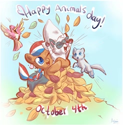 Size: 1474x1500 | Tagged: safe, imported from derpibooru, oc, oc:ember (hwcon), pony, animal, hearth's warming con, leaf