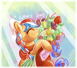 Size: 790x706 | Tagged: safe, imported from derpibooru, oc, father's day, flower, hearth's warming con, solo