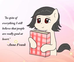 Size: 1157x961 | Tagged: safe, imported from derpibooru, oc, pony, anne frank, diary, ponified, quote, solo