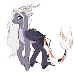 Size: 1280x1280 | Tagged: safe, artist:void-sommar, imported from derpibooru, oc, oc only, oc:nightfall oasis, hybrid, pony, draconequus hybrid, female, interspecies offspring, mare, offspring, parent:discord, parent:rarity, parents:raricord, simple background, solo, white background