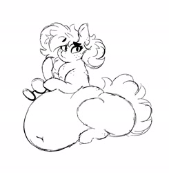 Size: 2005x2048 | Tagged: safe, artist:somefrigginnerd, imported from derpibooru, oc, oc only, oc:pencil test, earth pony, pony, belly, belly button, big belly, black and white, butt, chest fluff, earth pony oc, eyebrows, eyebrows visible through hair, fat, female, glasses, grayscale, high res, large butt, lineart, looking at you, monochrome, raised eyebrow, simple background, sitting, sketch, solo, stuffed, thick eyebrows