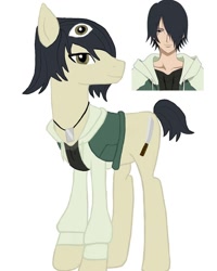 Size: 1080x1350 | Tagged: safe, artist:ponyrefaa, imported from derpibooru, earth pony, human, pony, bust, clothes, duo, jewelry, looking back, male, necklace, ponified, simple background, stallion, white background