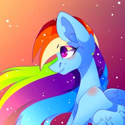 Size: 1080x1079 | Tagged: safe, artist:tessa_key_, imported from derpibooru, rainbow dash, pegasus, pony, bust, ear fluff, eyelashes, female, mare, signature, smiling, solo, wings