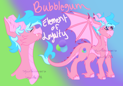 Size: 1700x1200 | Tagged: safe, artist:squirtlesuniverse, imported from derpibooru, oc, oc only, dracony, dragon, hybrid, pony, abstract background, bust, duo, female, hoof fluff, reference sheet