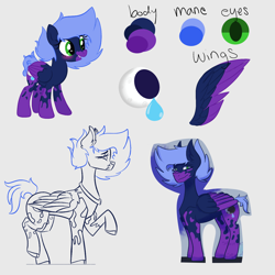 Size: 1300x1300 | Tagged: safe, artist:squirtlesuniverse, imported from derpibooru, oc, oc only, oc:moon drop, pony, coat markings, crying, female, mare, raised hoof, simple background, socks (coat markings), two toned wings, white background, wings