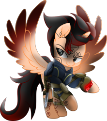 Size: 6961x7869 | Tagged: safe, artist:lincolnbrewsterfan, derpibooru exclusive, imported from derpibooru, oc, oc only, oc:rustic charm, oc:rustic charm romance, alicorn, pony, fallout equestria, my little pony: the movie, .svg available, absurd resolution, alicorn oc, barding, clothes, coat markings, colored pupils, colored wings, determination, determined, determined face, determined look, determined smile, flourish, gradient mane, gradient tail, gradient wings, holster, horn, jacob hutzler, jumpsuit, knee pads, knife, lidded eyes, male, mane, markings, mod, movie accurate, neck line, persona, pipbuck, pipbuck 3000, pipbuck rose 3000, pocket knife, ponified, ponysona, raised hoof, shield, simple background, solo, spread wings, stallion, stallion oc, straps, svg, swirls, tail, transparent background, vault suit, vector, wings, zipper