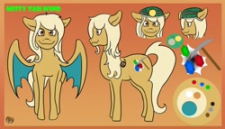 Size: 4096x2341 | Tagged: safe, artist:kdamon1, artist:kenisu-of-dragons, imported from derpibooru, oc, oc only, oc:misty tailwind, bat pony, bat pony oc, bat wings, helmet, reference sheet, wings