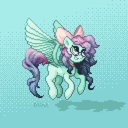 Size: 512x512 | Tagged: safe, artist:mintart, imported from derpibooru, oc, oc only, pegasus, pony, female, flying, glasses, mare, pixel art, simple background, solo