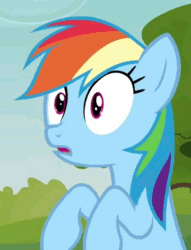Size: 360x472 | Tagged: safe, imported from derpibooru, screencap, rainbow dash, pegasus, pony, season 3, too many pinkie pies, animated, cropped, cute, dashabetes, female, gif, mare, open mouth, solo