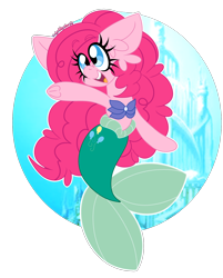 Size: 1630x2030 | Tagged: safe, artist:ladylullabystar, imported from derpibooru, pinkie pie, mermaid, merpony, ariel, mermaidized, solo, species swap, the little mermaid