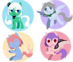 Size: 700x600 | Tagged: safe, artist:sukeyfour, imported from derpibooru, bat pony, earth pony, pegasus, pony, unicorn, crossover, female, izayoi sakuya, konpaku youmu, mare, ponified, remilia scarlet, saigyouji yuyuko, touhou