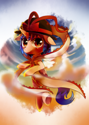 Size: 500x700 | Tagged: safe, artist:sukeyfour, imported from derpibooru, pony, unicorn, clothes, crossover, female, hat, mare, nagae iku, ponified, scarf, solo, touhou