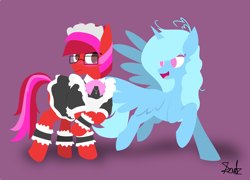 Size: 4807x3454 | Tagged: safe, artist:samsailz, imported from derpibooru, oc, oc:ruby star, alicorn, earth pony, blushing, clothes, crossdressing, dress, embarrassed, female, lineless, maid, maid headdress, male