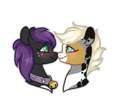 Size: 800x700 | Tagged: safe, artist:lavvythejackalope, imported from derpibooru, oc, oc only, earth pony, pony, blushing, bust, collar, commission, earth pony oc, freckles, looking at each other, simple background, smiling, transparent background, ych result