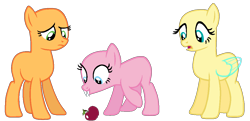 Size: 1120x540 | Tagged: safe, artist:shiibases, imported from derpibooru, oc, oc only, earth pony, pegasus, pony, bats!, apple, bald, base, earth pony oc, eyelashes, food, open mouth, pegasus oc, simple background, transparent background, wings, worried