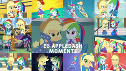 Size: 1975x1111 | Tagged: safe, edit, edited screencap, editor:quoterific, imported from derpibooru, screencap, applejack, curly winds, rainbow dash, some blue guy, a photo booth story, a queen of clubs, blue crushed, constructive criticism, eqg summertime shorts, equestria girls, equestria girls (movie), equestria girls series, fluttershy's butterflies, friendship games, legend of everfree, perfect day for fun, rainbow rocks, raise this roof, rollercoaster of friendship, sunset's backstage pass!, spoiler:eqg series (season 2), appledash, applejack's hat, bass guitar, belt, book, camp everfree outfits, clothes, constructive criticism: rainbow dash, controller, cowboy hat, crossed arms, cutie mark, cutie mark on clothes, denim skirt, duo, duo female, equestria land, eyes closed, fall formal outfits, female, footed sleeper, footie pajamas, geode of super speed, geode of super strength, hat, helping twilight win the crown, hoodie, jewelry, lesbian, lip bite, magical geodes, male, music festival outfit, musical instrument, necklace, one eye closed, onesie, open mouth, pajamas, school bus, shipping, skirt, sleepover, slumber party, smiling, surfboard, wink