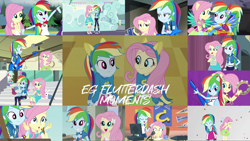 Size: 1974x1112 | Tagged: safe, edit, edited screencap, editor:quoterific, imported from derpibooru, screencap, angel bunny, bon bon, fluttershy, lyra heartstrings, rainbow dash, sweetie drops, human, rabbit, a queen of clubs, equestria girls, equestria girls (movie), equestria girls series, fluttershy's butterflies, legend of everfree, mirror magic, rainbow rocks, rollercoaster of friendship, shake your tail, stressed in show, spoiler:eqg specials, animal, anxious, blue skin, blushing, boots, camp everfree outfits, clenched fist, clothes, compression shorts, confident, crossed arms, crystal guardian, culottes, cutie mark, cutie mark on clothes, dress, duo, duo female, electric guitar, equestria land, excited, eyes closed, female, flutterdash, fluttershy's butterflies: rainbow dash, forest, geode of fauna, geode of super speed, girly girl, guitar, hairpin, hand on hip, happy, helping twilight win the crown, hoodie, indoors, jewelry, lesbian, long hair, magical geodes, male, multicolored hair, musical instrument, necklace, nervous, open mouth, outdoors, pink eyes, pink hair, ponied up, ponytail, rainbow hair, sandals, shipping, shirt, shoes, shorts, shorts under skirt, sitting, skirt, smiling, sneakers, soccer field, sports shorts, surprised, t-shirt, tambourine, tanktop, teal eyes, tights, tomboy, tree, unamused, wall of tags, wings, wristband, yellow skin