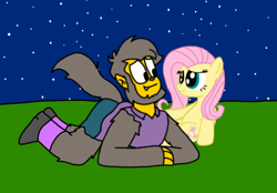 Size: 914x637 | Tagged: safe, artist:haileykitty69, imported from derpibooru, fluttershy, pegasus, pony, werewolf, crossover, crossover shipping, fluttermour, seymour skinner, shipping, the simpsons