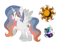 Size: 3114x2286 | Tagged: safe, artist:gloriaartist, artist:starflightsparkleyt, imported from derpibooru, king sombra, princess celestia, oc, alicorn, pony, female, good king sombra, high res, mare, offspring, parent:king sombra, parent:princess celestia, parents:celestibra, simple background, transparent background