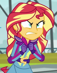 Size: 447x574 | Tagged: safe, imported from derpibooru, screencap, sunset shimmer, equestria girls, friendship games, angry, cropped, friendship games motocross outfit, friendship games outfit, motocross outfit, motorcycle outfit, rageset shimmer, solo, tri-cross relay outfit