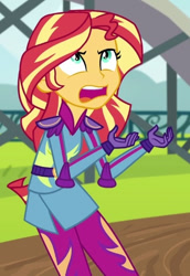 Size: 339x494 | Tagged: safe, imported from derpibooru, screencap, sunset shimmer, equestria girls, friendship games, cropped, friendship games motocross outfit, friendship games outfit, motocross outfit, motorcycle outfit, solo, tri-cross relay outfit