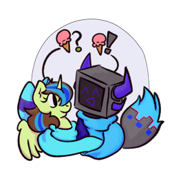 Size: 1500x1500 | Tagged: safe, imported from derpibooru, oc, oc only, oc:epsi, oc:ethanpower, alicorn, pony, robot, bow, cute, ethanepsc4, family photo, father and child, father and daughter, female, hair bow, lore, male, mare, protogen