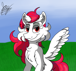 Size: 1600x1500 | Tagged: safe, artist:jay_wackal, imported from derpibooru, oc, oc only, oc:droplet rain, pegasus, pony, cheek fluff, chest fluff, ear fluff, female, looking at you, solo, wings