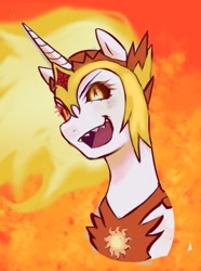 Size: 1772x2376 | Tagged: safe, artist:poofindi, imported from derpibooru, daybreaker, alicorn, evil grin, grin, smiling