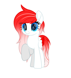 Size: 2000x2200 | Tagged: safe, artist:ponkus, imported from derpibooru, oc, oc only, oc:making amends, pegasus, pony, blue eyes, colored wings, eye clipping through hair, female, high res, mare, pegasus oc, raised hoof, red mane, simple background, smiling, solo, transparent background, two toned wings, wings