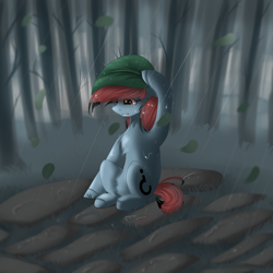 Size: 2449x2449 | Tagged: safe, artist:mediasmile666, imported from derpibooru, oc, oc only, pony, hat, high res, rain