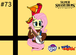 Size: 2355x1718 | Tagged: artist needed, safe, imported from derpibooru, fluttershy, philomena, pegasus, phoenix, pony, banjo, banjo kazooie, crossover, female, kazooie, mare, musical instrument, ponies, super smash bros ultimate, super smash bros.