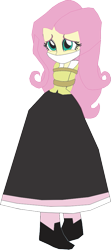 Size: 431x968 | Tagged: safe, artist:caido58, imported from derpibooru, fluttershy, equestria girls, arm behind back, bondage, bound and gagged, cloth gag, clothes, gag, long skirt, skirt, solo, tied up, western