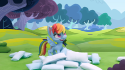 Size: 1920x1080 | Tagged: safe, imported from derpibooru, screencap, rainbow dash, pony, my little pony: pony life, my little pony: stop motion short, pillow fight (short), g4.5, pony life, solo, stop motion