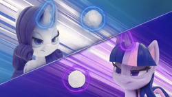 Size: 1920x1080 | Tagged: safe, imported from derpibooru, screencap, rarity, twilight sparkle, pony, my little pony: pony life, my little pony: stop motion short, snow pony contest (short), snowball fight (short), g4.5, magic, pony life, stop motion