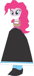 Size: 428x953 | Tagged: safe, artist:caido58, imported from derpibooru, pinkie pie, equestria girls, arm behind back, bondage, bound and gagged, cloth gag, clothes, gag, long skirt, skirt, solo, tied up, western