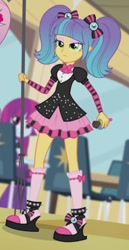 Size: 241x466 | Tagged: safe, imported from derpibooru, screencap, mystery mint, pixel pizazz, violet blurr, equestria girls, photo finished, cropped, female, pigtails, twintails