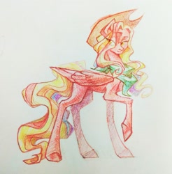 Size: 1825x1857 | Tagged: safe, artist:miss_glowwormis, imported from derpibooru, oc, oc only, pegasus, pony, cowboy hat, hat, lidded eyes, smiling, solo, traditional art