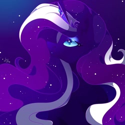 Size: 1080x1080 | Tagged: safe, artist:tessa_key_, imported from derpibooru, nightmare rarity, pony, unicorn, bust, ethereal mane, female, horn, mare, solo, starry mane