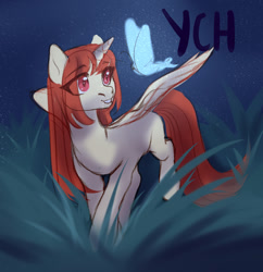 Size: 1312x1358 | Tagged: safe, artist:nika-rain, imported from derpibooru, oc, oc only, butterfly, pony, any gender, any race, any species, auction, auction open, commission, cute, night, sketch, solo, ych sketch, your character here