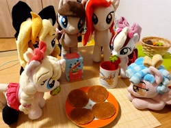 Size: 4032x3024 | Tagged: safe, artist:xeto_de, imported from derpibooru, cozy glow, oc, oc:connie bloom, oc:lily, oc:lily allure, oc:poniko, oc:wingblossom, irl, photo, plushie, stroopwafel